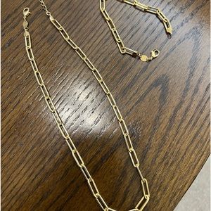 18K Gold Filled Paperclip Necklace and Bracelet Set